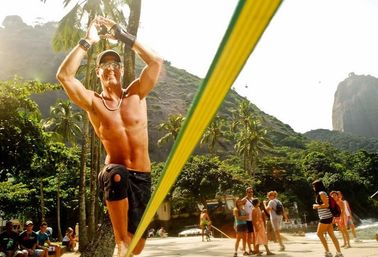 comprare Colore giallo di camminata della corda di Slackline della tessitura del poliestere con il logo su misura online manufacture